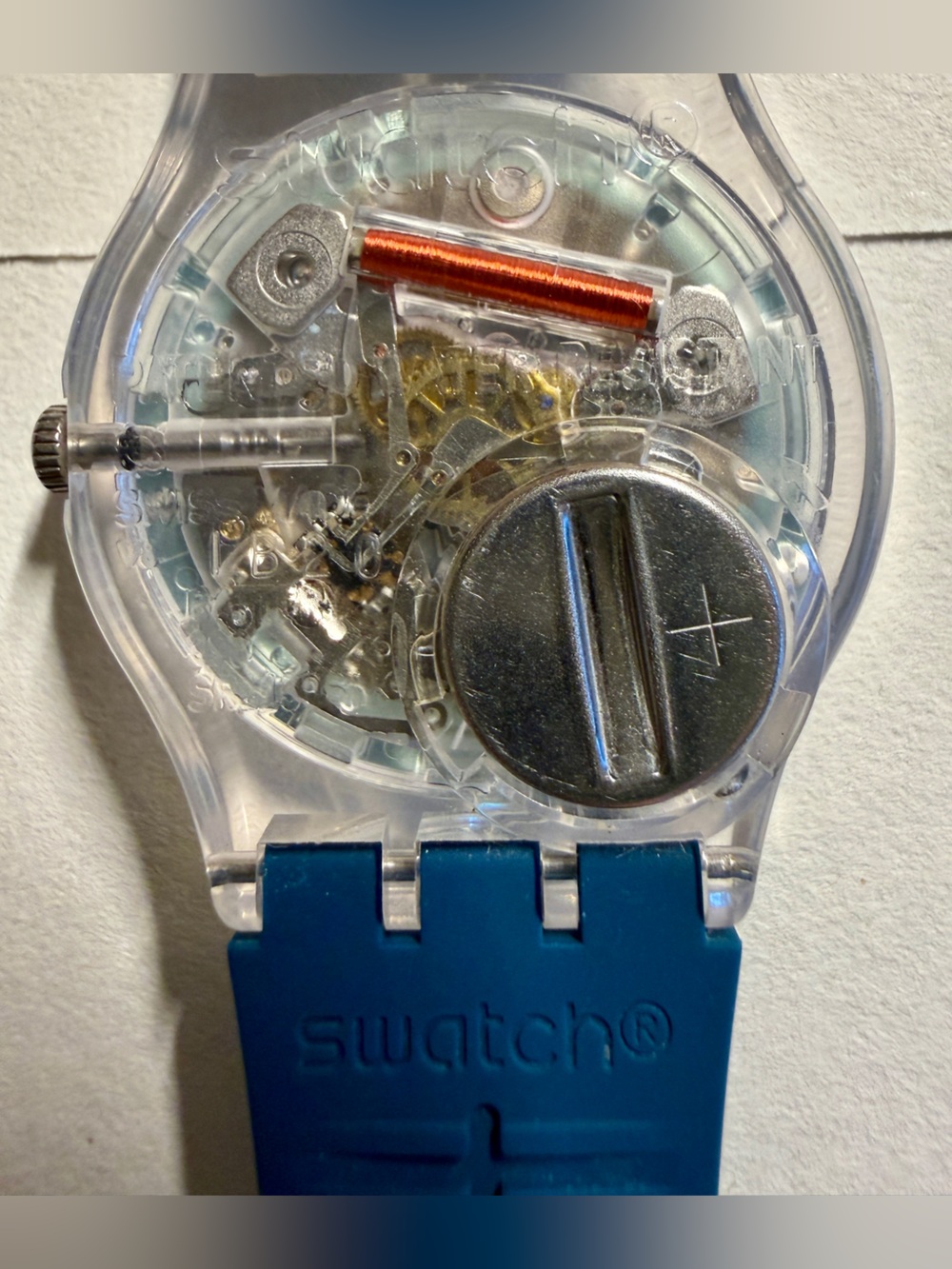 Swatch Watch with Glossy Teal Face and Teal Strap - Picture 3 of 7